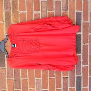 Sharon Young red long sleeve blouse
